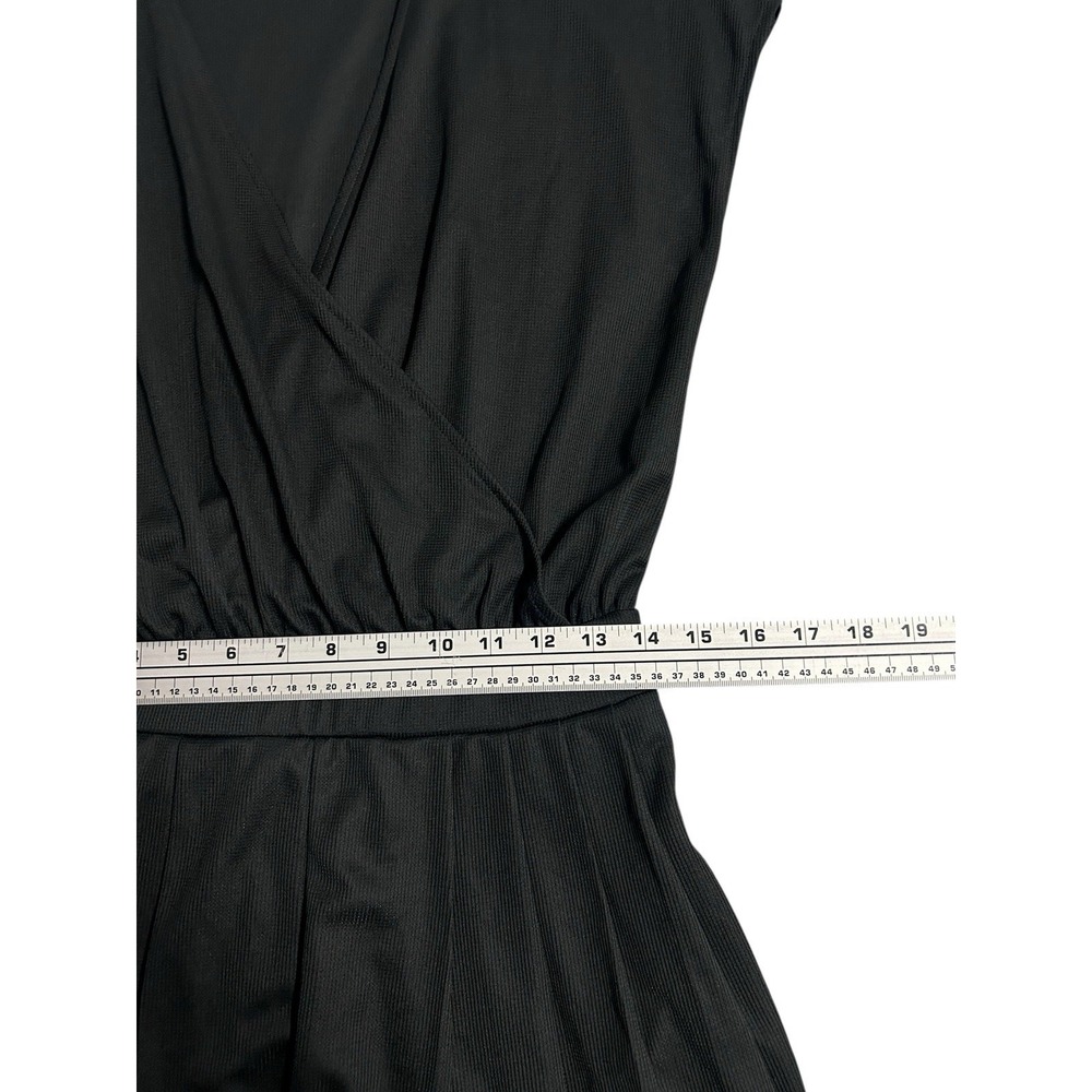 Halara V Neck Short Sleeve Pocket Waffle Casual Romper Black Medium NEW‎ - Picture 6 of 13